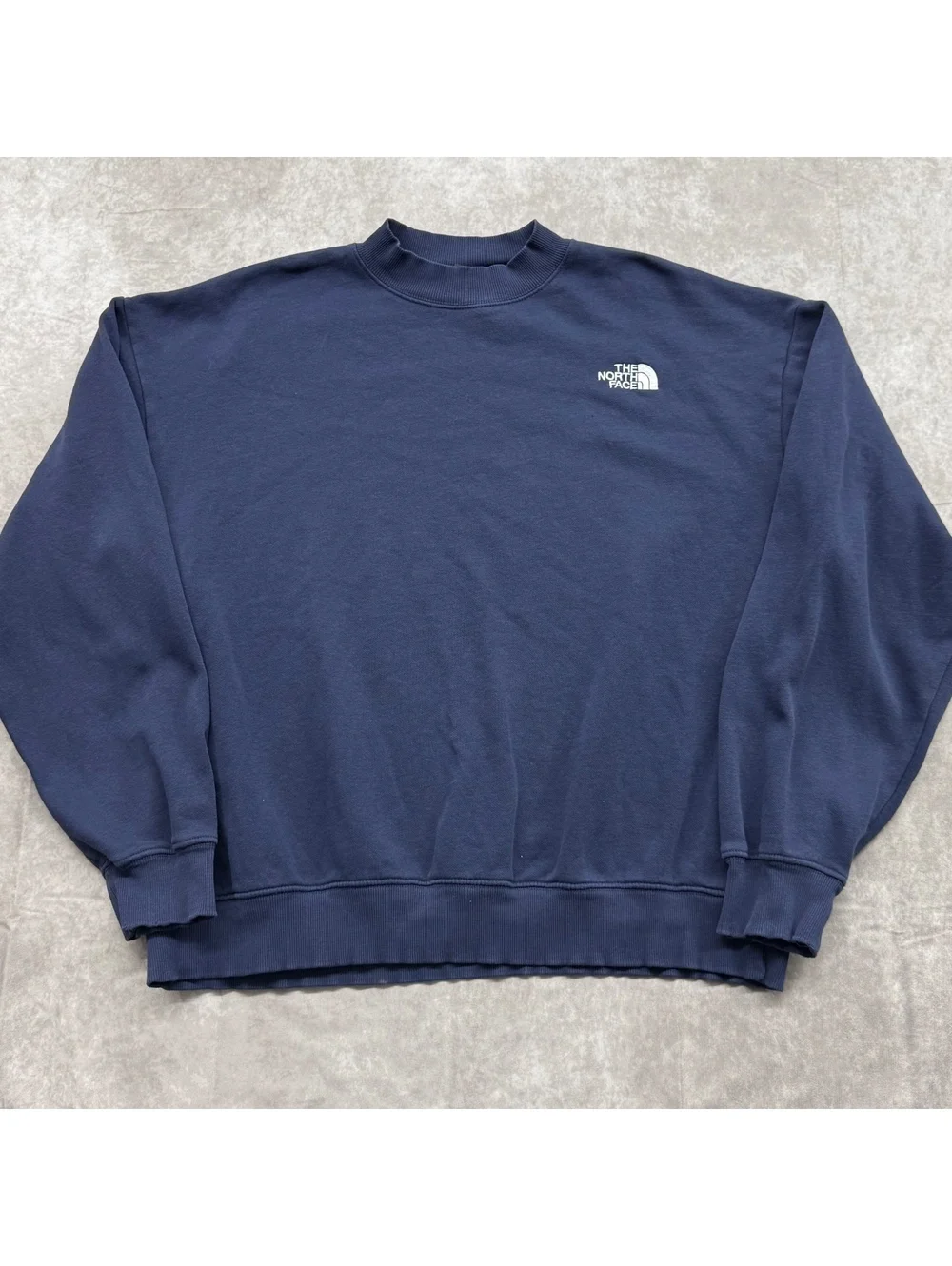 The North Face Crewneck Sweatshirt Navy Blue Embroidered Logo Boxy Men's L XL